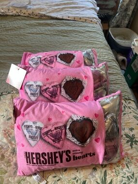 Hershey's Pink Chocolate Heart Plush Pillow Set - 3 Pack